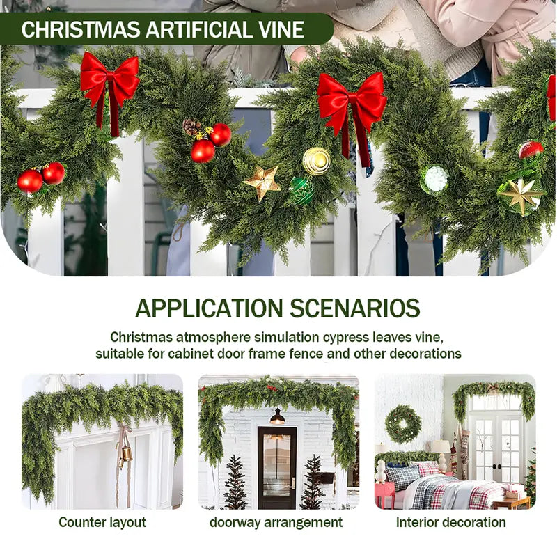 2-Pack 6FT Real Touch Artificial Cedar Garland Set | Natural-Look Pine Greenery, Indoor & Outdoor Christmas Decorations, Home Decor for Living Room