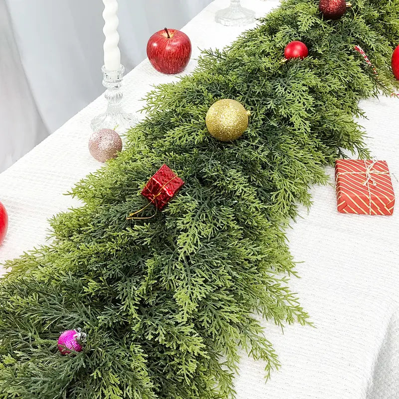 2-Pack 6FT Real Touch Artificial Cedar Garland Set | Natural-Look Pine Greenery, Indoor & Outdoor Christmas Decorations, Home Decor for Living Room