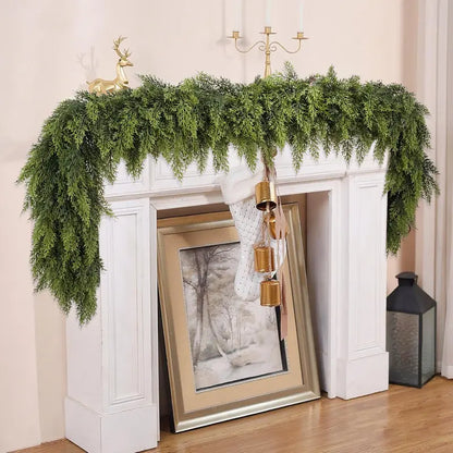 2-Pack 6FT Real Touch Artificial Cedar Garland Set | Natural-Look Pine Greenery, Indoor & Outdoor Christmas Decorations, Home Decor for Living Room