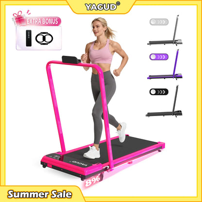 YAGUD Foldable Incline‑Adjustable Treadmill, Low‑Noise Under‑Desk Walking Pad, 265 lbs Weight Capacity, Remote Control & Transport Wheels, Dual Shock Absorption, Compact Home Gym Fitness Equipment