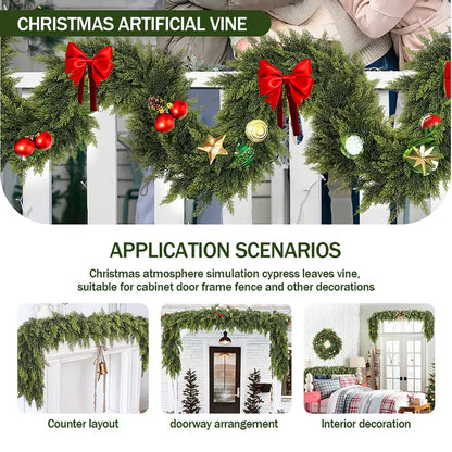2-Pack 6FT Real Touch Artificial Cedar Garland Set | Natural-Look Pine Greenery, Indoor & Outdoor Christmas Decorations, Home Decor for Living Room