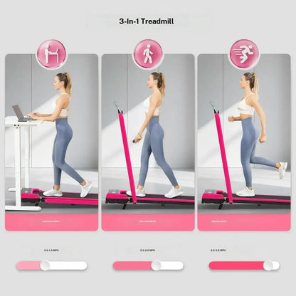 YAGUD Foldable Incline‑Adjustable Treadmill, Low‑Noise Under‑Desk Walking Pad, 265 lbs Weight Capacity, Remote Control & Transport Wheels, Dual Shock Absorption, Compact Home Gym Fitness Equipment