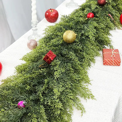 2-Pack 6FT Real Touch Artificial Cedar Garland Set | Natural-Look Pine Greenery, Indoor & Outdoor Christmas Decorations, Home Decor for Living Room